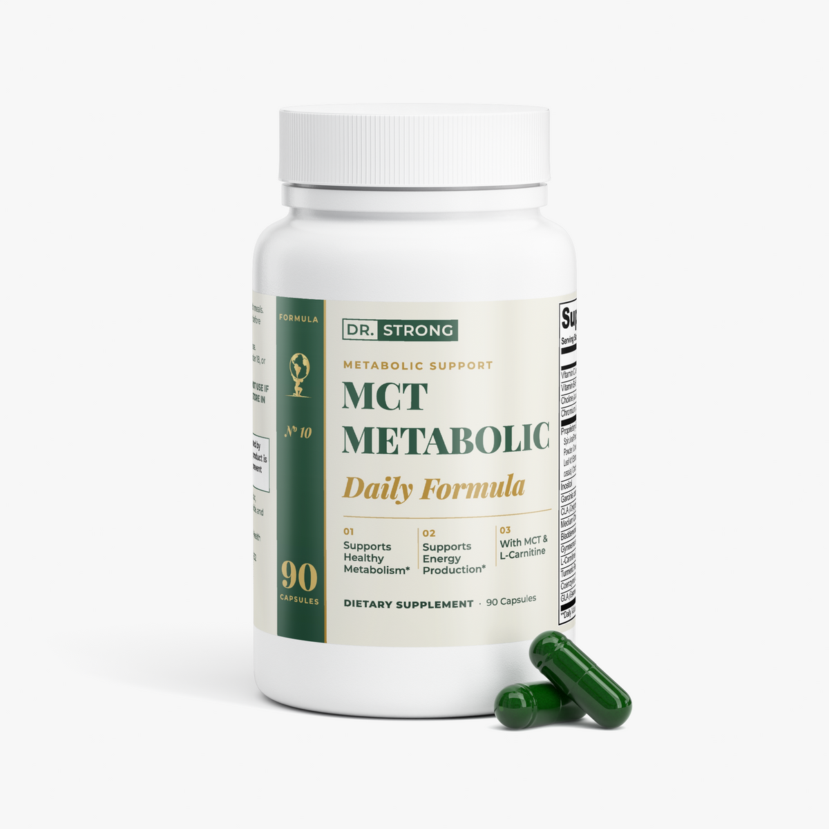 Dr. Strong MCT Metabolic Formula bottle with capsules