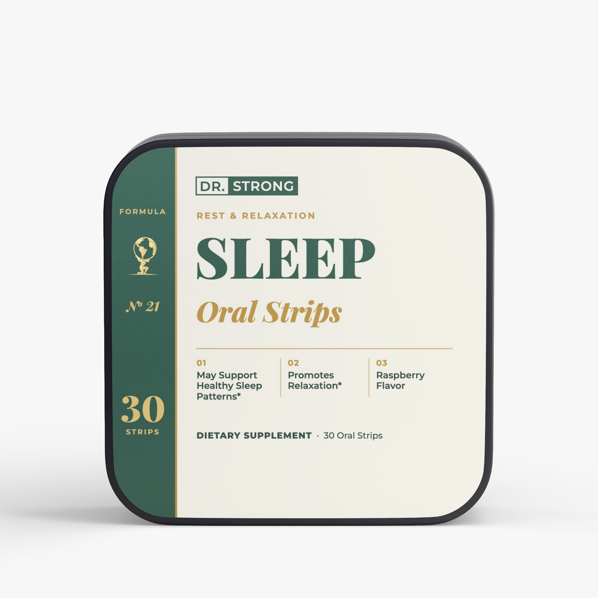 Dr. Strong Sleep Oral Strips tin, front label