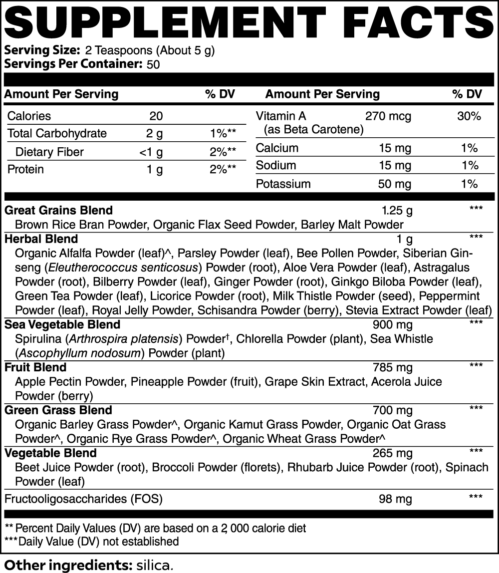 Supplement Facts: Dr. Strong Ultra Cleanse Smoothie Greens