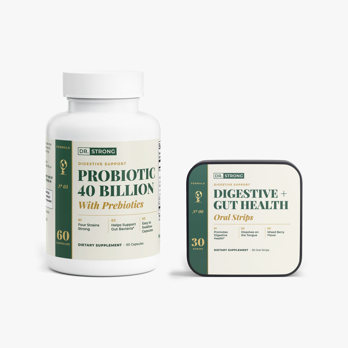 Rebuild Kit: Dr. Strong Probiotic 40 Billion with Prebiotics and Digestive + Gut Health Oral Strips