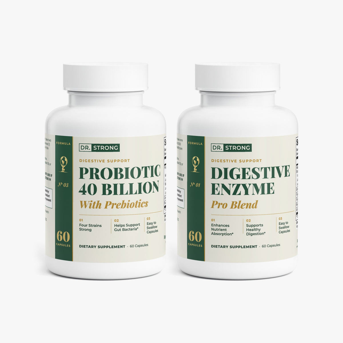 Replace Kit: Dr. Strong Probiotic 40 Billion with Prebiotics and Digestive Enzyme Pro Blend